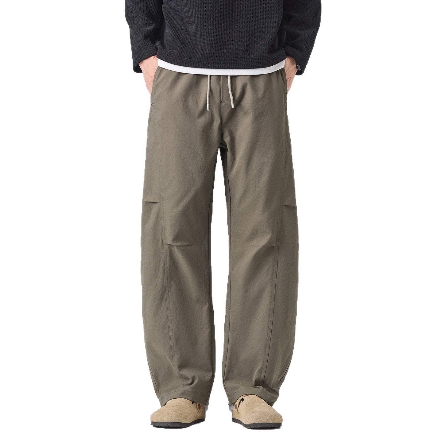 Elastic Waist Wide-Leg Casual Pants for Men