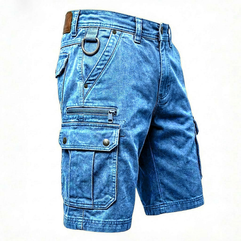 Multi-Pocket Denim Shorts