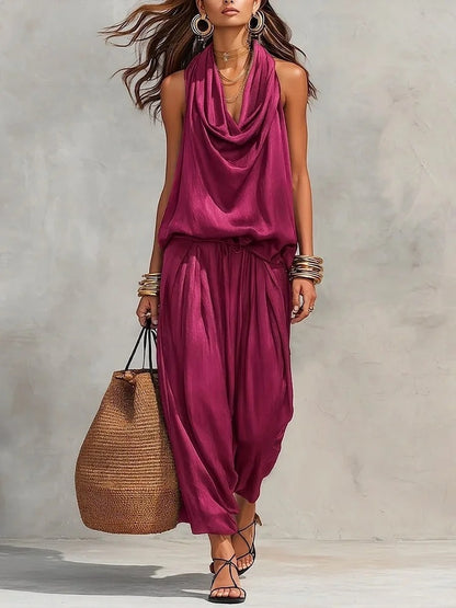 Wide-Leg Halter Jumpsuit