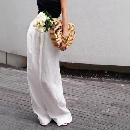 High-Waist Linen Wide-Leg Pants