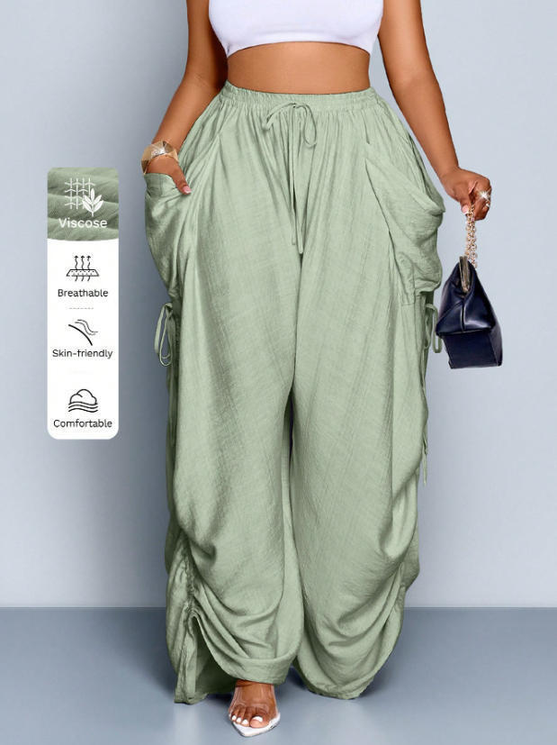 High-Waist Linen Drawstring Pants