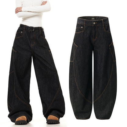 Retro Wide-Leg Denim Trousers
