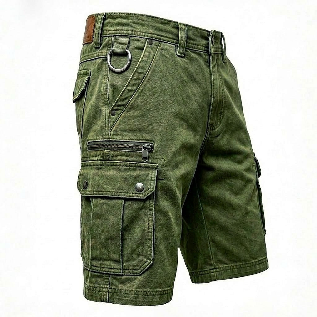 Multi-Pocket Denim Shorts