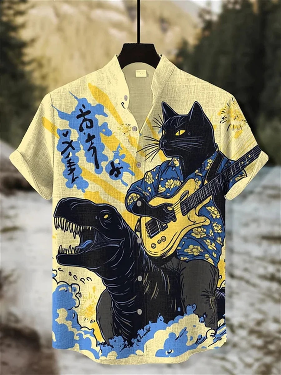 Ink-Wash Samurai Cat Shirt