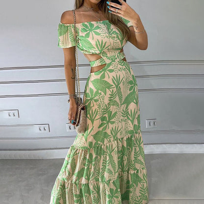 One-Shoulder Printed Slim Dress