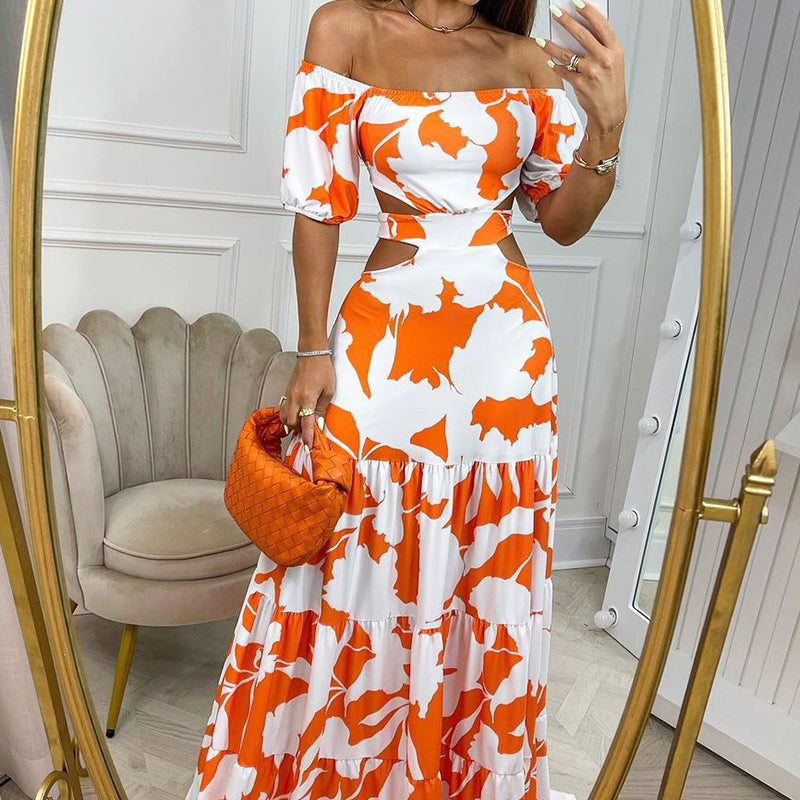 One-Shoulder Printed Slim Dress