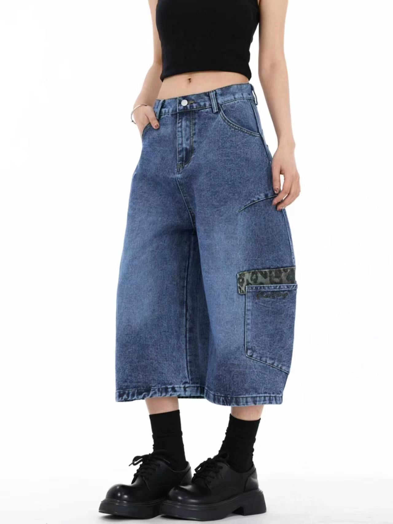 Retro Wide-Leg Denim Trousers