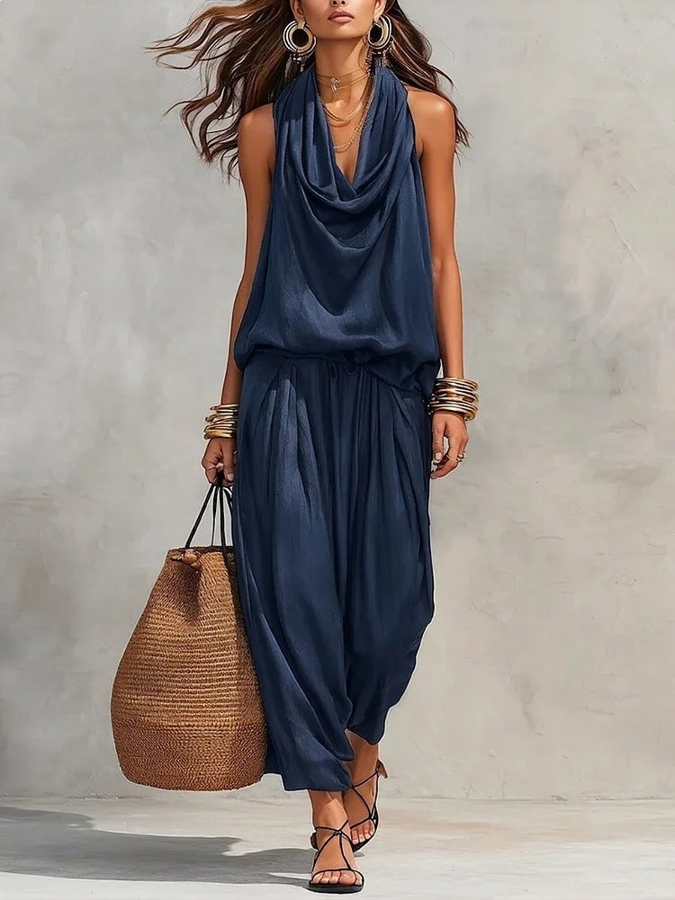 Wide-Leg Halter Jumpsuit
