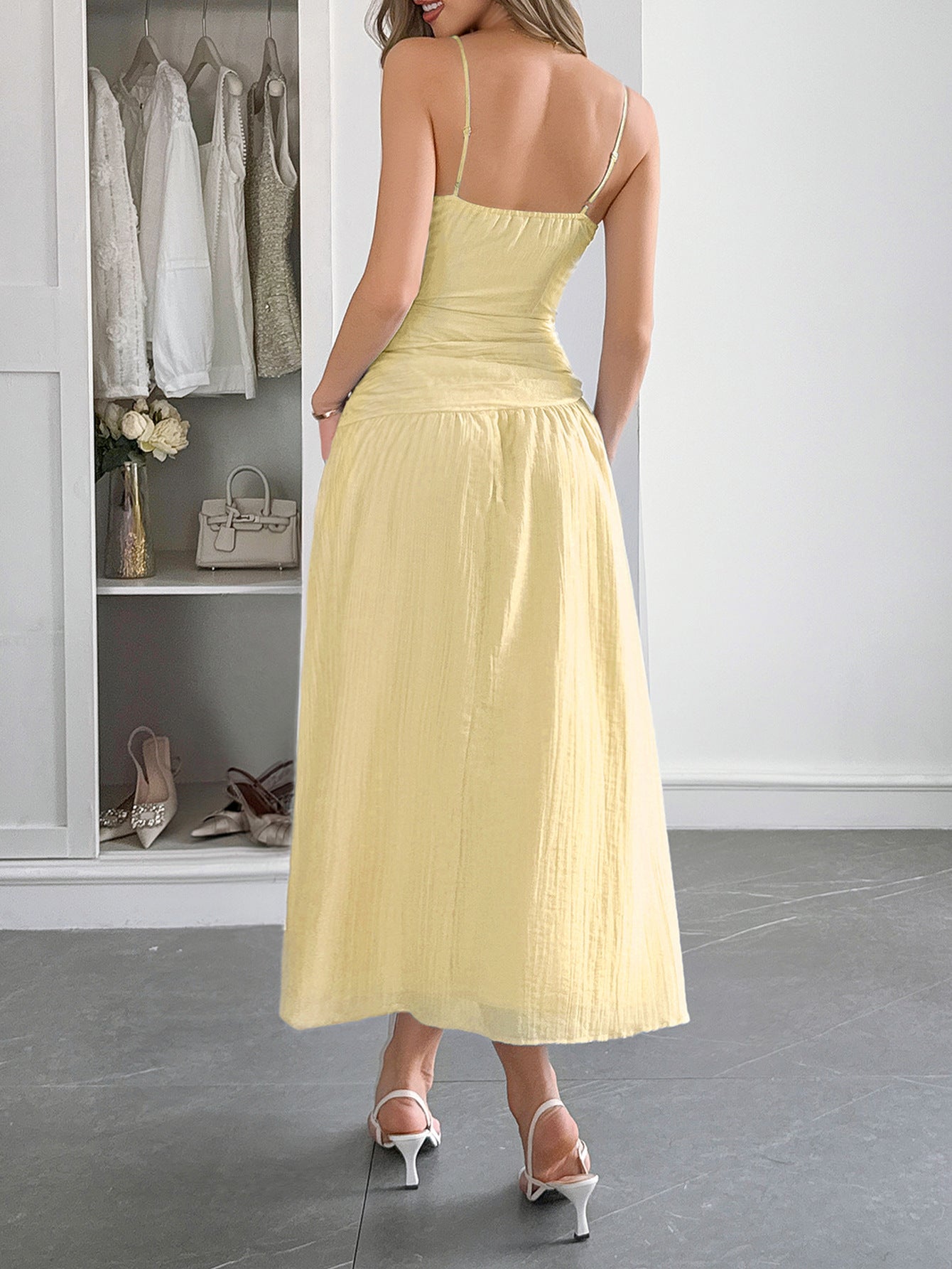 Deep V-Neck A-Line Dress