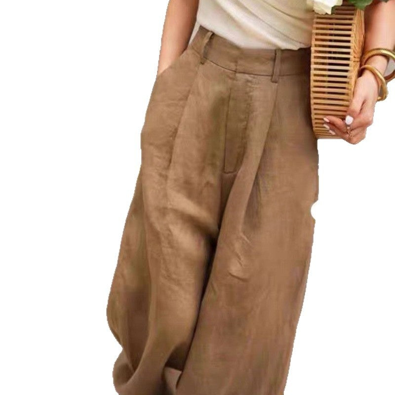 High-Waist Linen Wide-Leg Pants