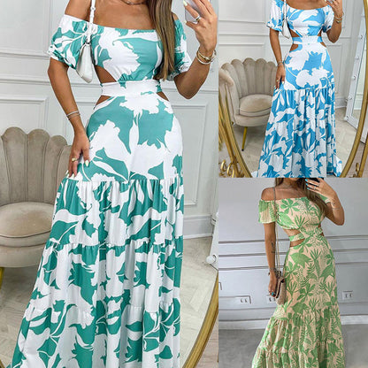 One-Shoulder Printed Slim Dress