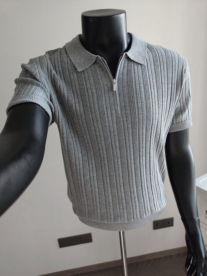 Tencel-Linen Half-Zip Polo