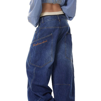 Retro Wide-Leg Denim Trousers