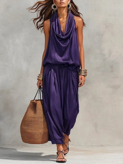 Wide-Leg Halter Jumpsuit