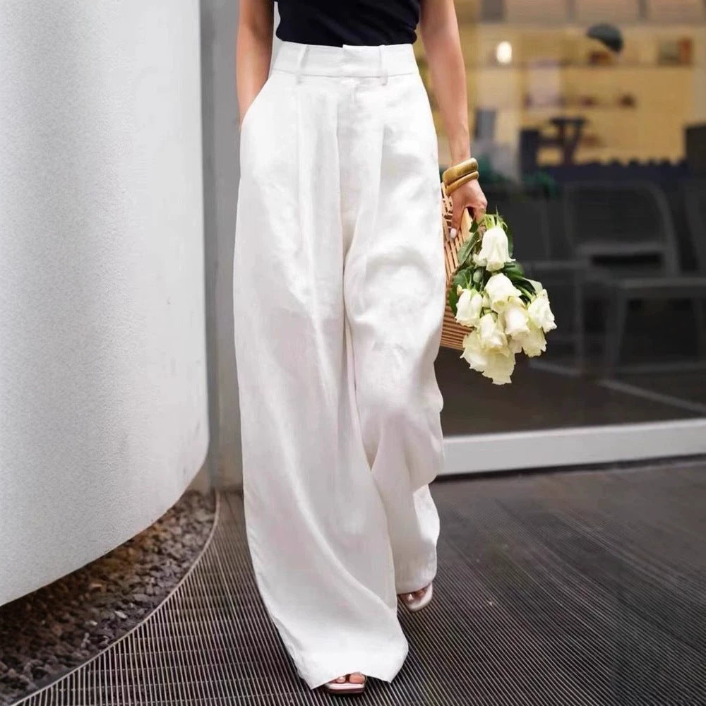 High-Waist Linen Wide-Leg Pants