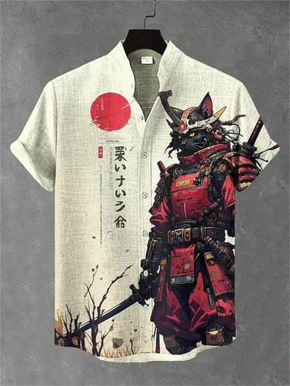 Ink-Wash Samurai Cat Shirt