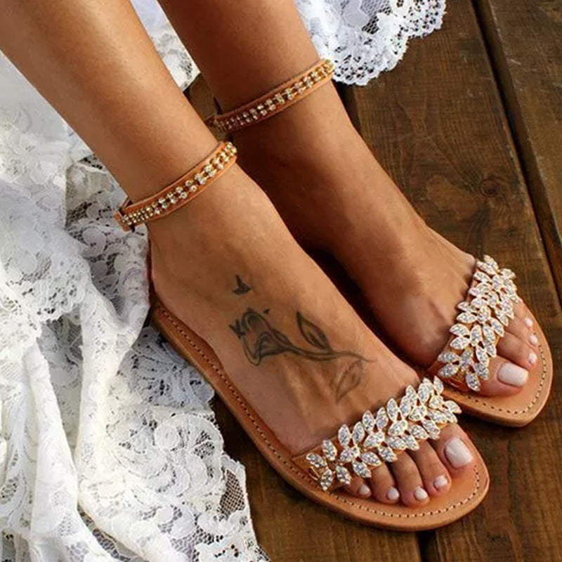 Beaded Ankle Strap Sandals - Women's Sandals - photo 2
