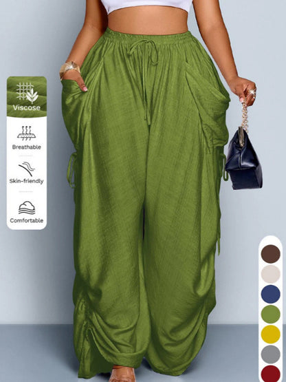 High-Waist Linen Drawstring Pants
