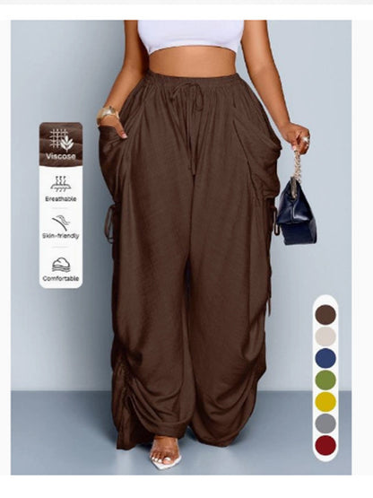 High-Waist Linen Drawstring Pants