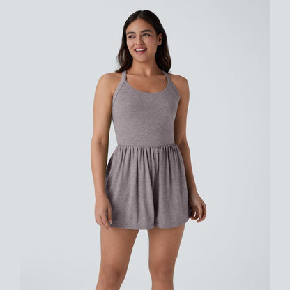 Backless Twisted Side Pocket 2-in-1 Resort Playsuit-Easy Peezy Edition