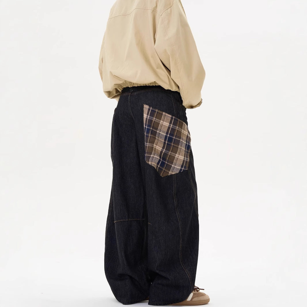 Retro Wide-Leg Denim Trousers