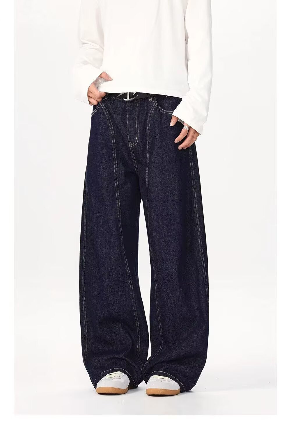 Retro Wide-Leg Denim Trousers