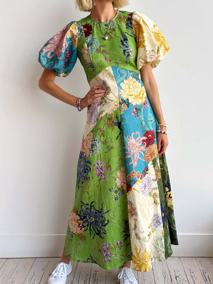 Botanical Print Linen Dress