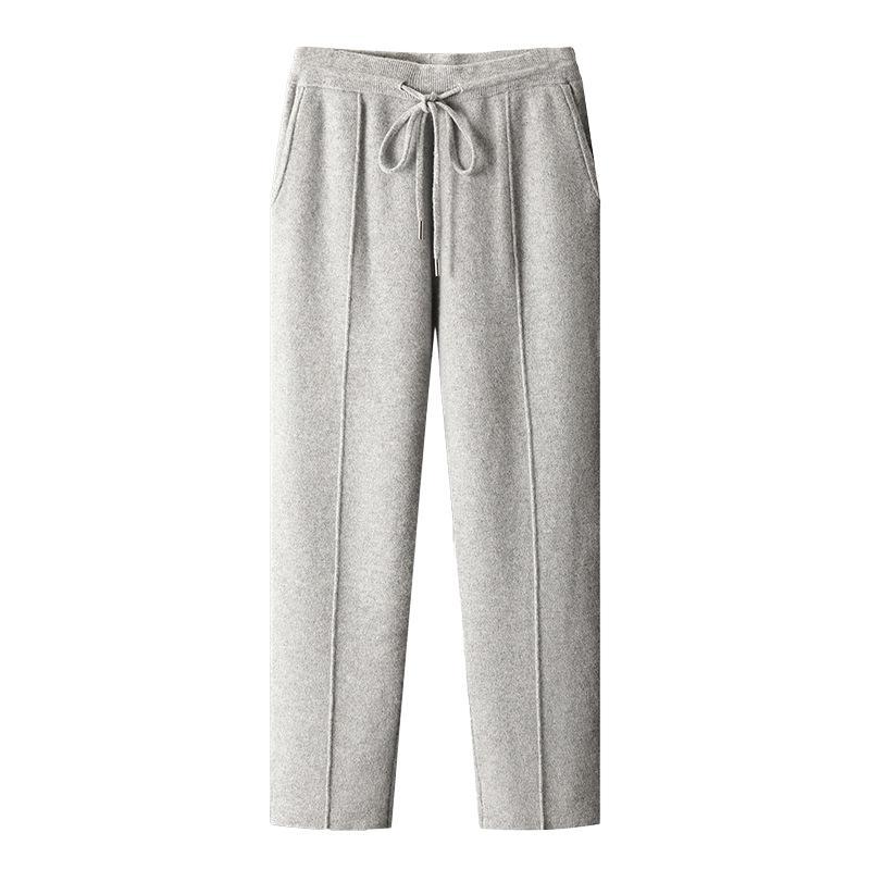 Wool Knit Straight-Fit Trousers