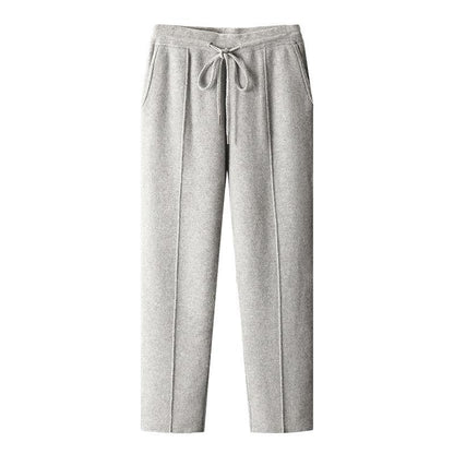 Wool Knit Straight-Fit Trousers