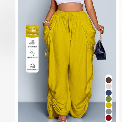 High-Waist Linen Drawstring Pants