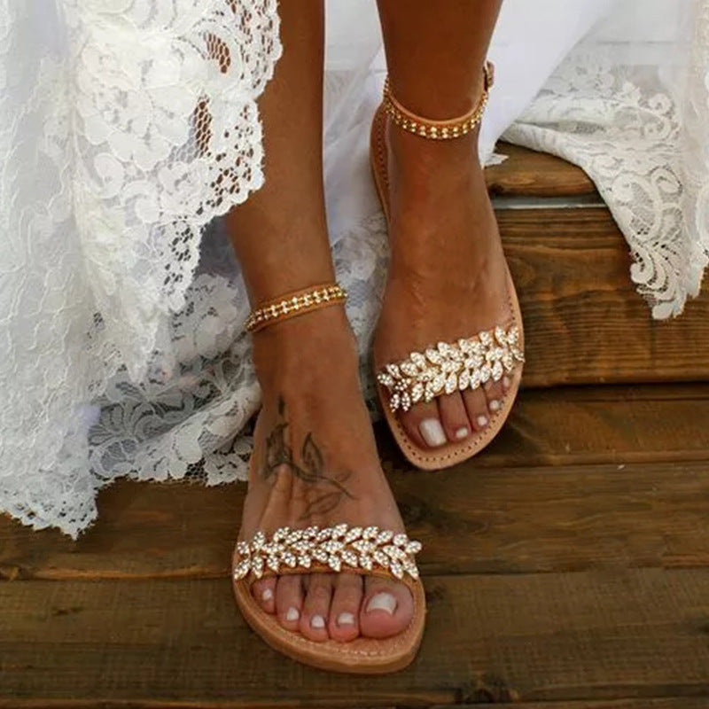 Beaded Ankle Strap Sandals - Women's Sandals - photo 14