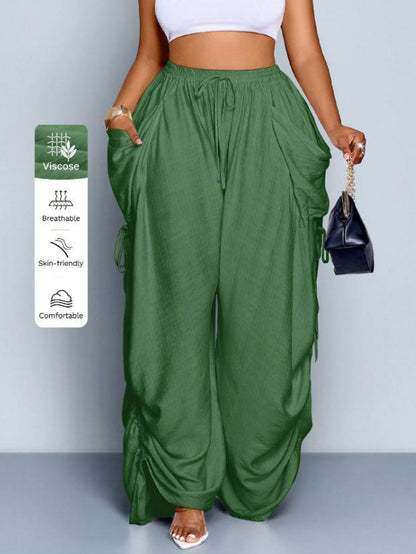 High-Waist Linen Drawstring Pants