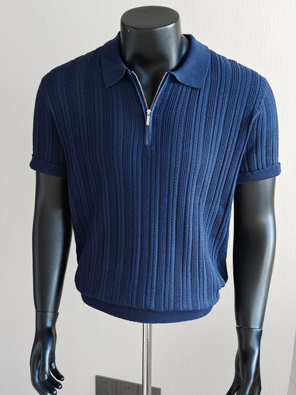 Tencel-Linen Half-Zip Polo