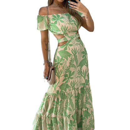 One-Shoulder Printed Slim Dress