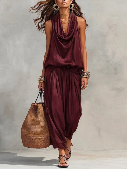 Wide-Leg Halter Jumpsuit