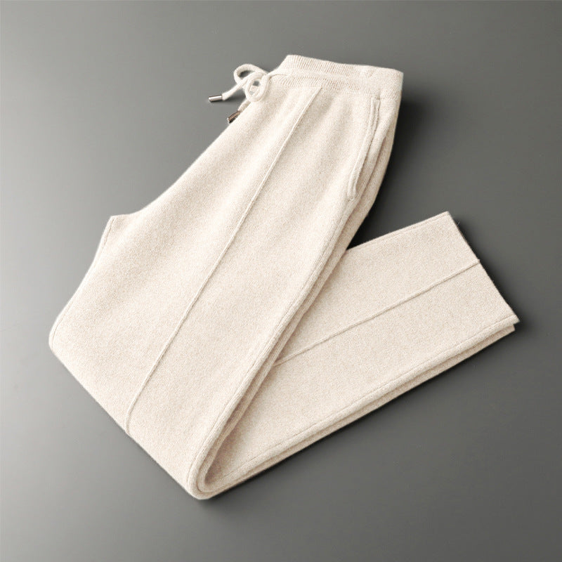 Wool Knit Straight-Fit Trousers