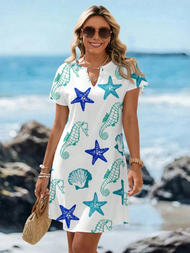 Starfish & Seahorse Print Dress