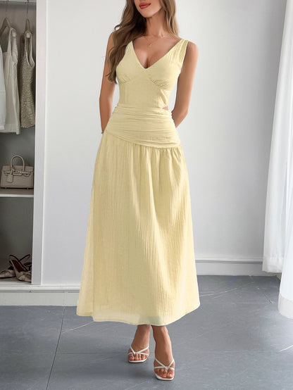 Deep V-Neck A-Line Dress