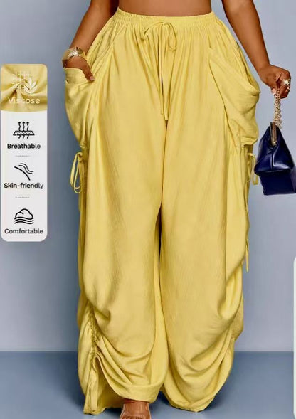 High-Waist Linen Drawstring Pants