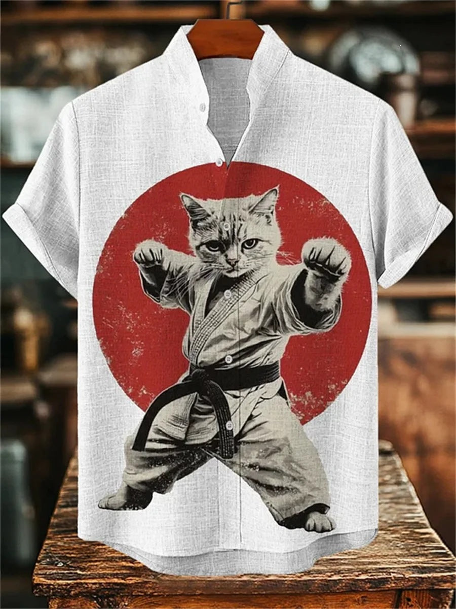 Ink-Wash Samurai Cat Shirt