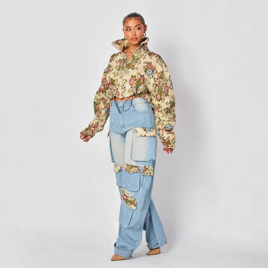 Denim Cargo Two-Piece Set - Women's Co-ord - photo 1