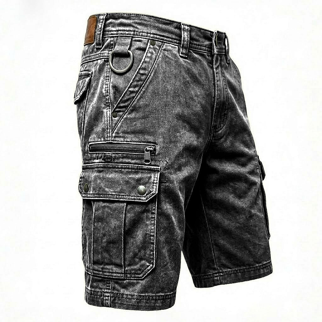 Multi-Pocket Denim Shorts