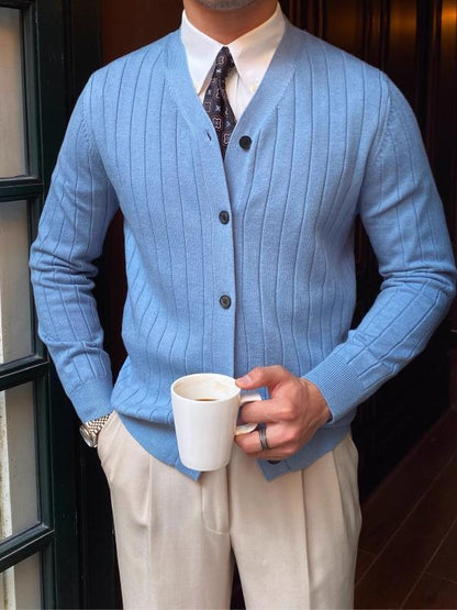 Striped V-Neck Cardigan