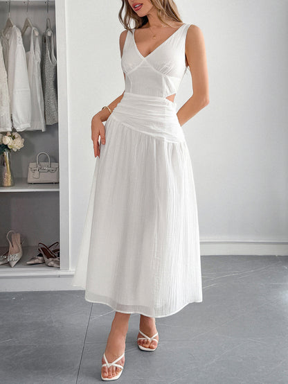 Deep V-Neck A-Line Dress