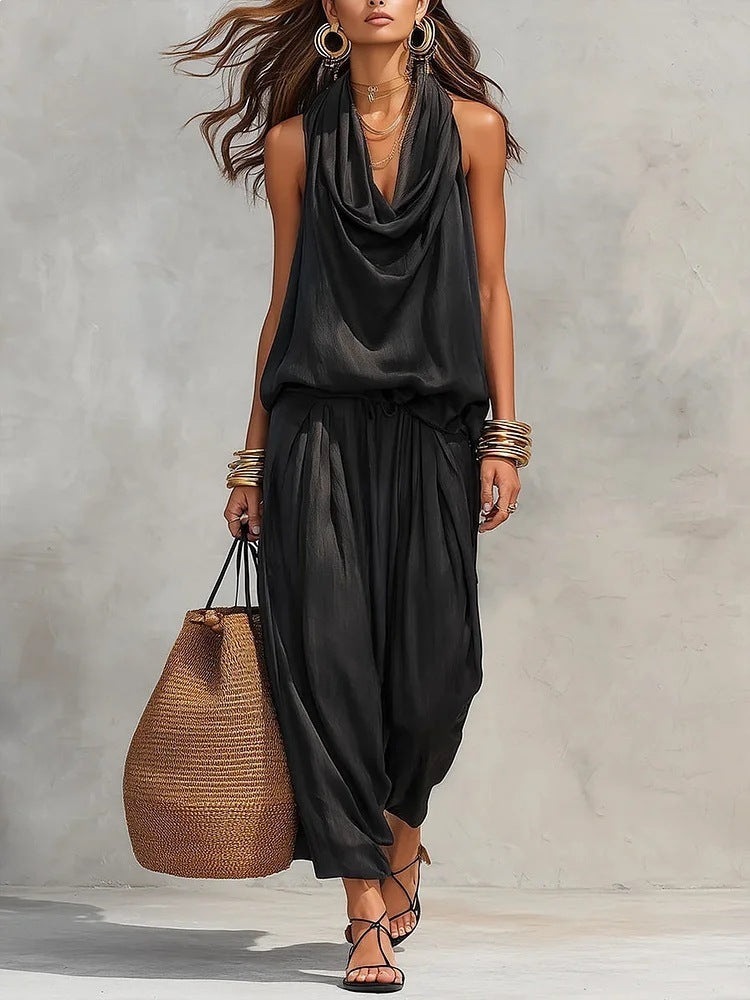 Wide-Leg Halter Jumpsuit