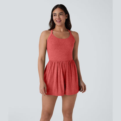 Backless Twisted Side Pocket 2-in-1 Resort Playsuit-Easy Peezy Edition