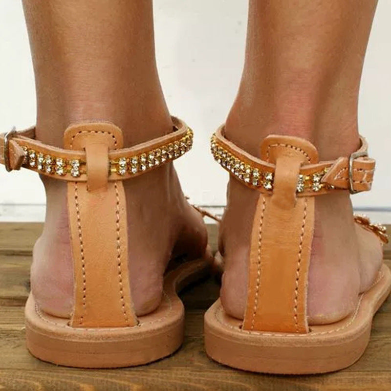 Beaded Ankle Strap Sandals - Women's Sandals - photo 3