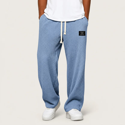 Marcus | Waffle wide-leg trousers with drawstring waistband