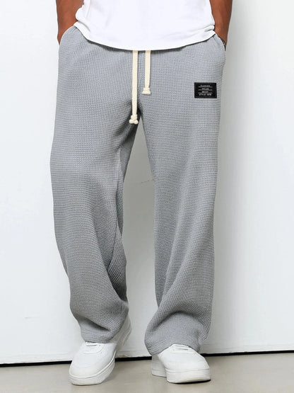 Marcus | Waffle wide-leg trousers with drawstring waistband