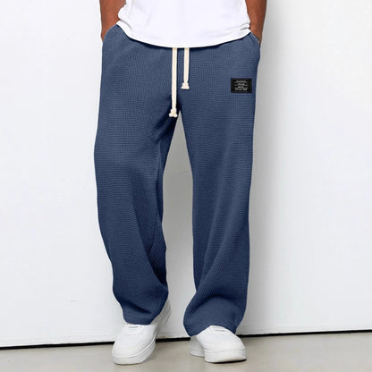 Marcus | Waffle wide-leg trousers with drawstring waistband